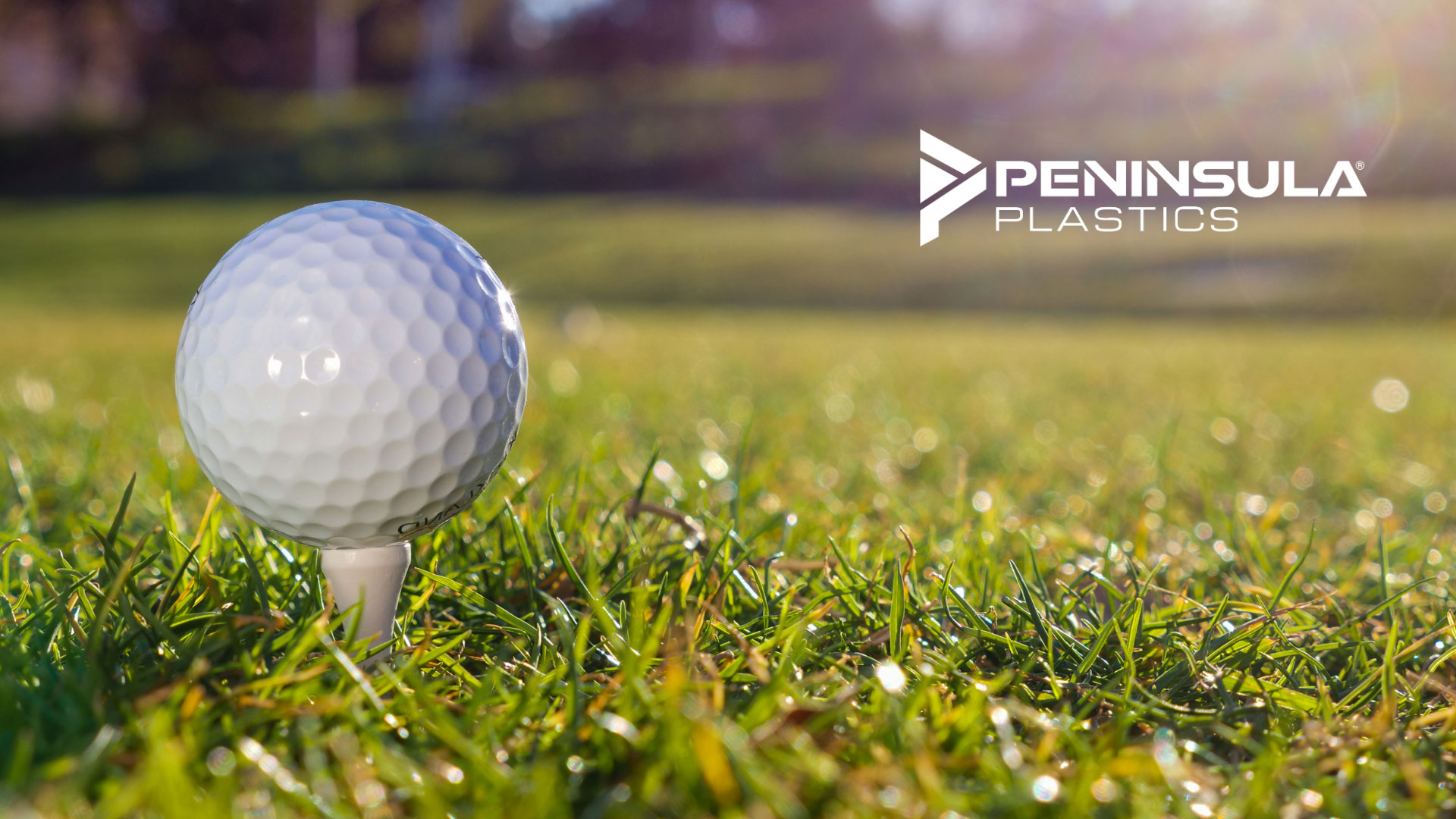 Golf ball on tee and peninsula plastic logo