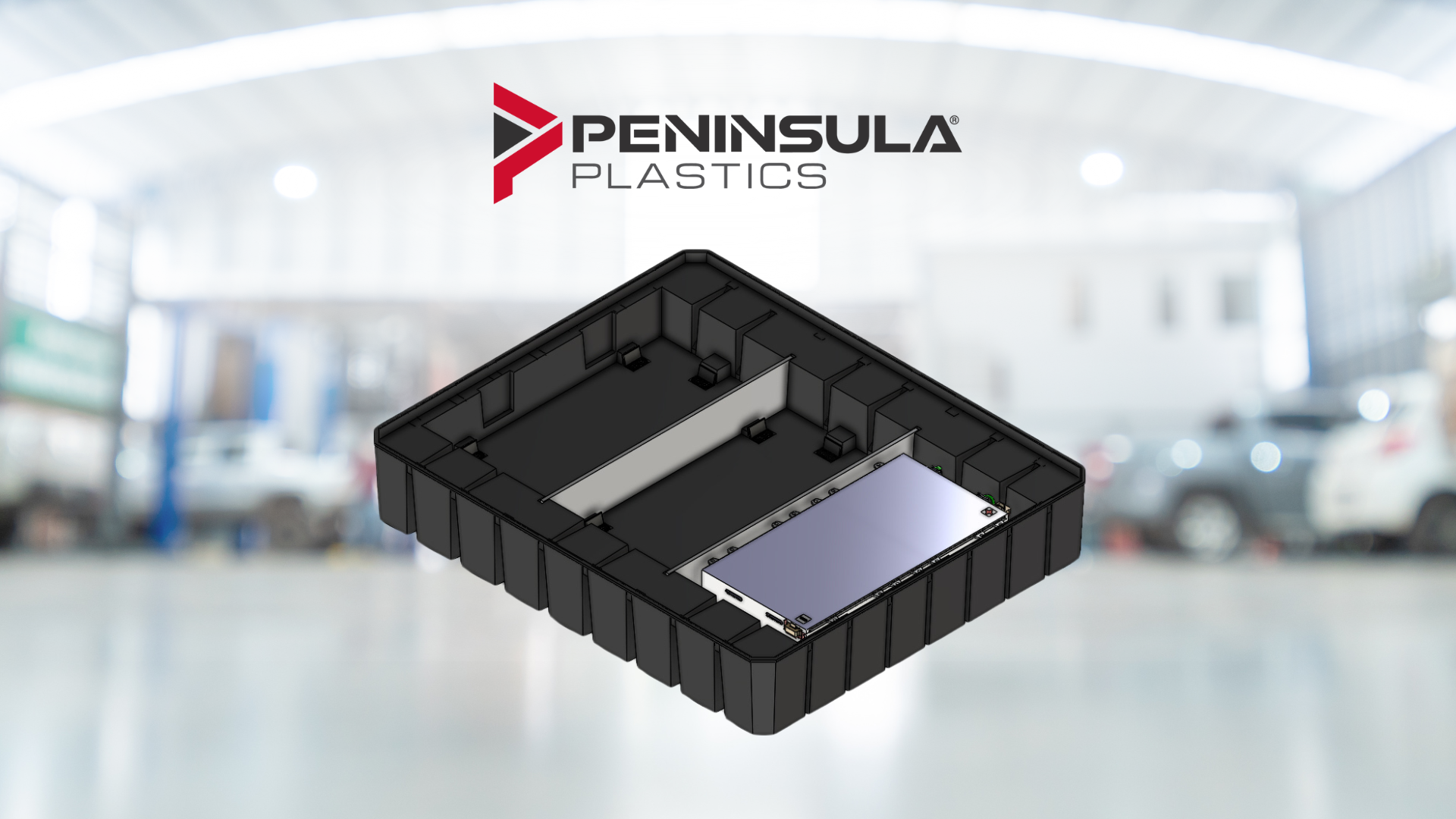 Electric vehicle battery tray for secure transportation and storage from Peninsula Plastics